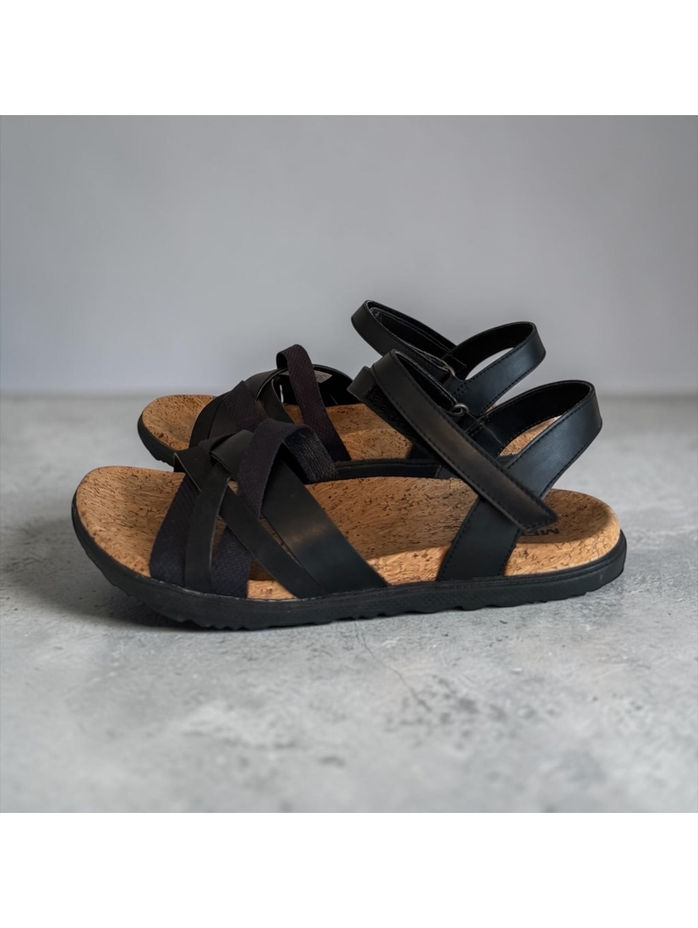 Merrell Napa Valley Black Leather & Webbing Cork Sandals - Women's US 7